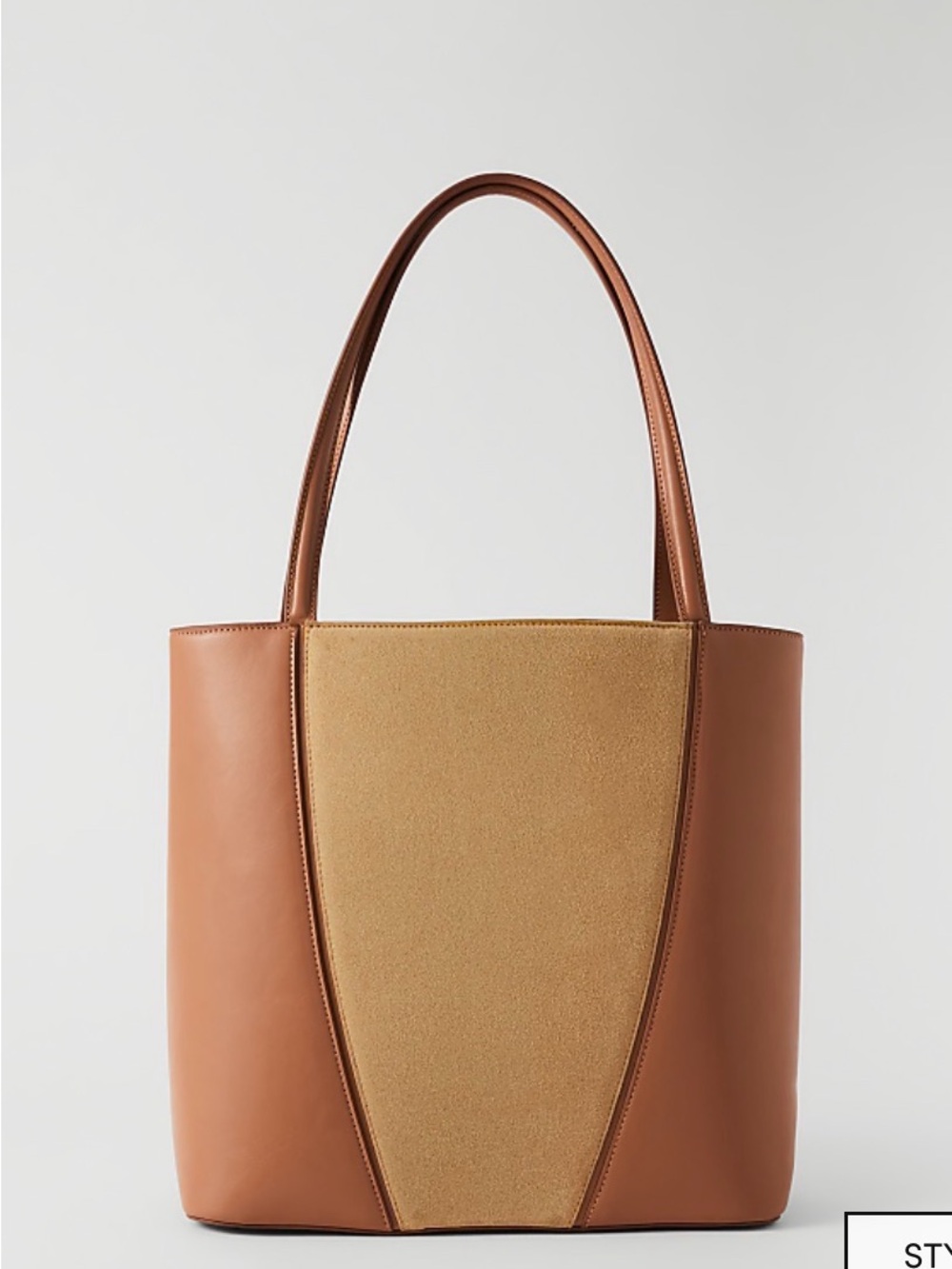 Ann Taylor Brown Leather & Suede Panel Tote